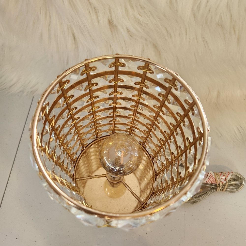 Gold Crystal Diamond Type Desk Lamp Shade Vanity Bedroom Light Home Decor Luxury - Picture 6 of 11